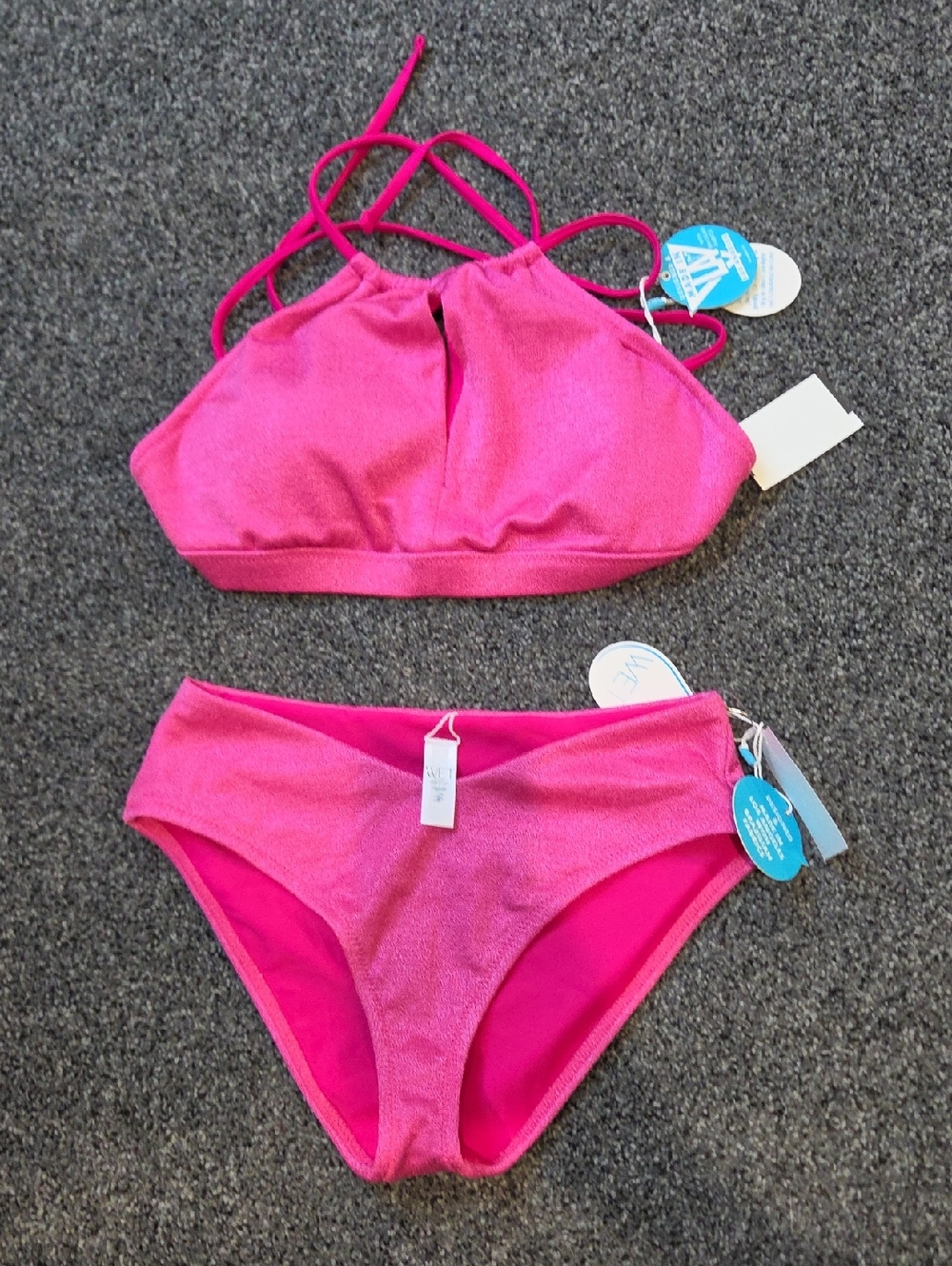 WET Azure Two-Piece Swim Set - Strappy Halter Top & Bottoms NWT